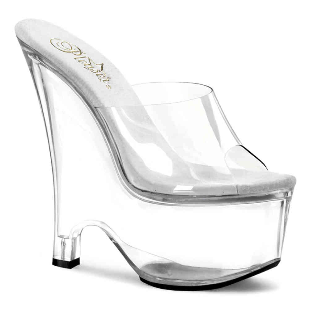 Pleaser - BEAU-601 Talon compensé - Transparent/Blanc